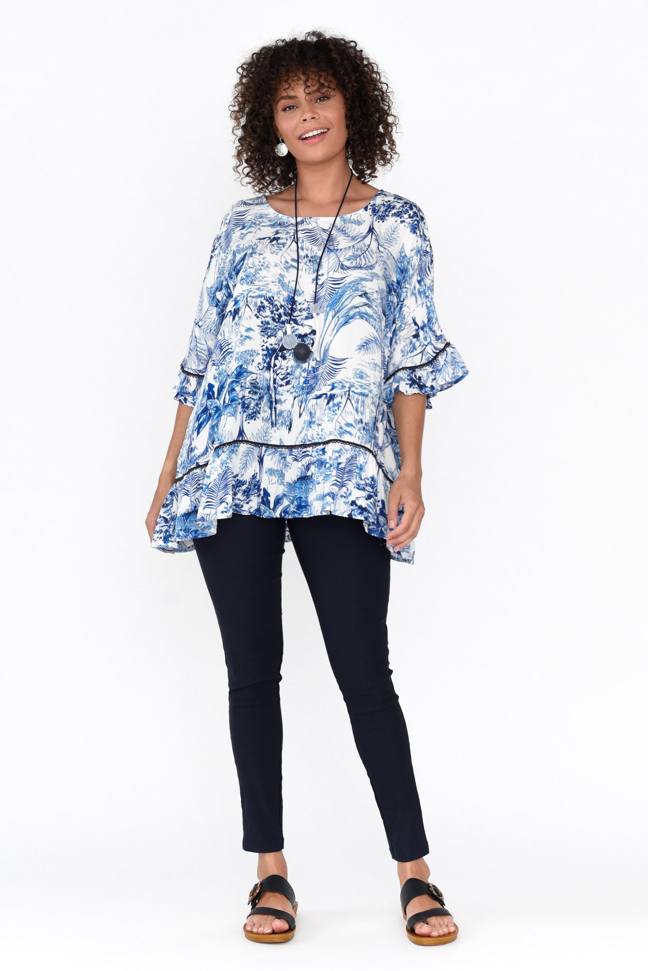 Brodie Blue Garden Frill Top Blue Bungalow