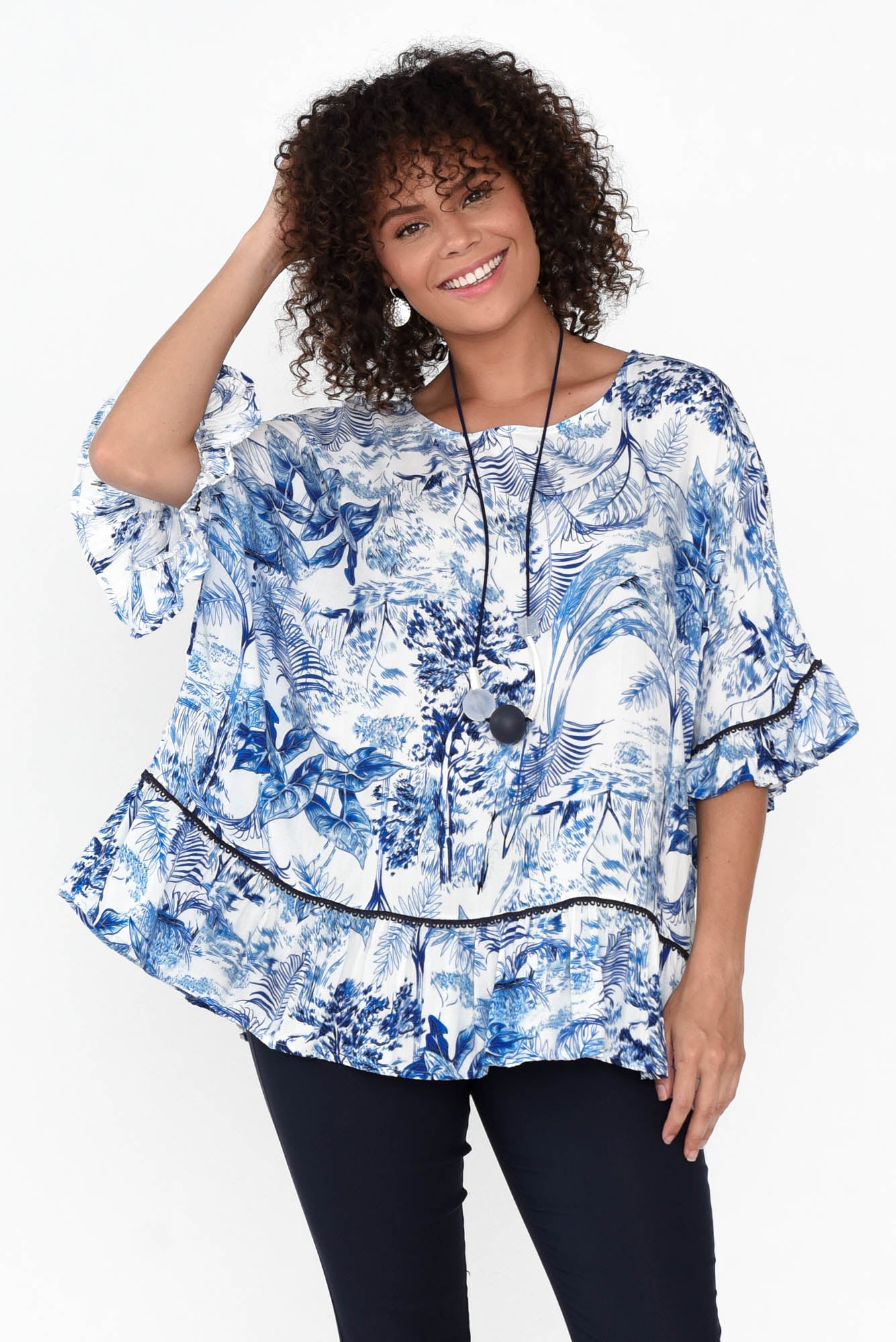 Brodie Blue Garden Frill Top Blue Bungalow