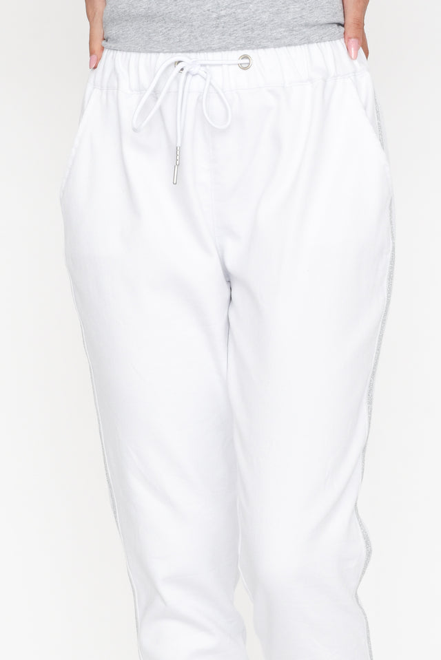 Brooks White Cotton Blend Jogger Pants image 6