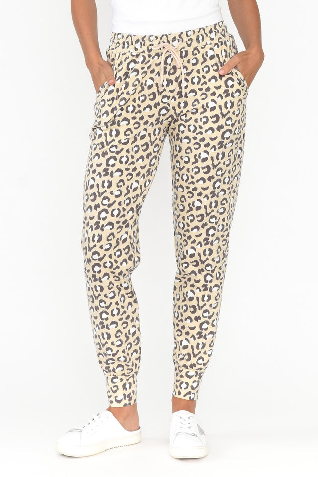 Brown Leopard Cotton Everyday Tie Pants