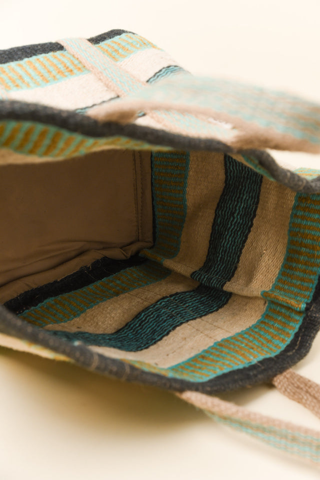 Burano Green Contrast Jute Tote Bag image 3