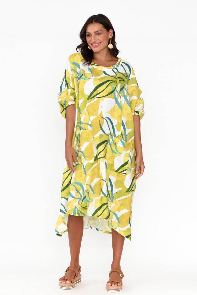 Burnett Yellow Garden Linen Pocket Dress thumbnail 2