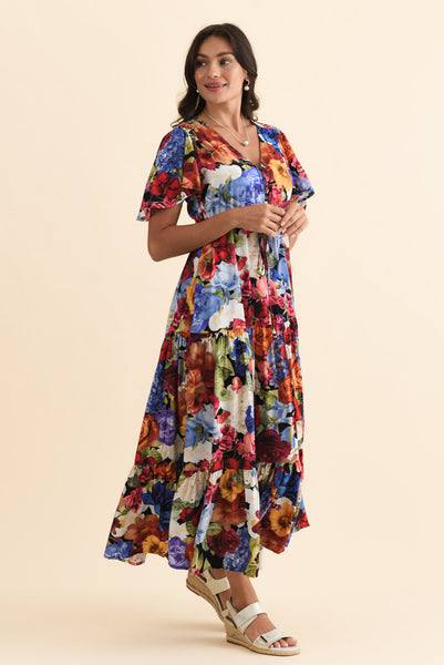 Butler Orange Garden Tie Maxi Dress - Blue Bungalow AU