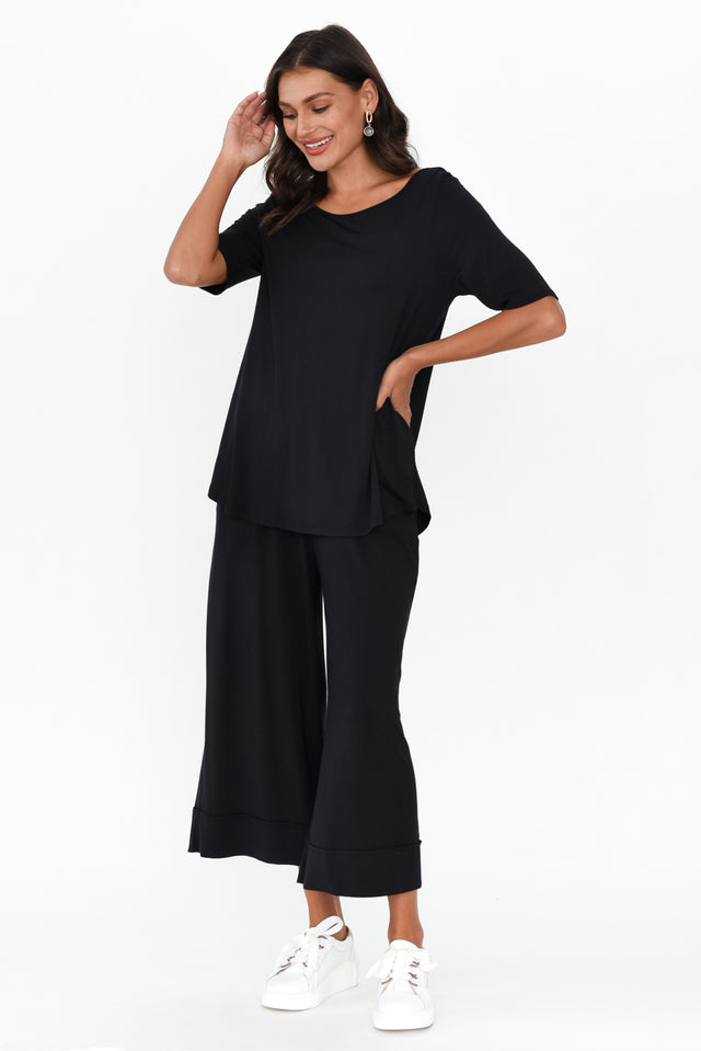 Buttery Black Half Sleeve Tee