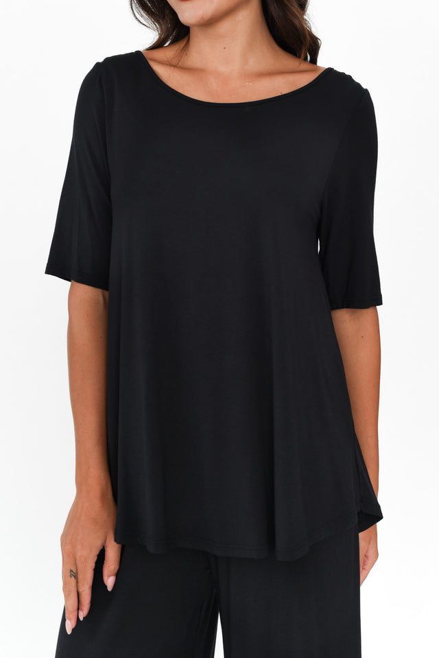 Buttery Black Half Sleeve Tee