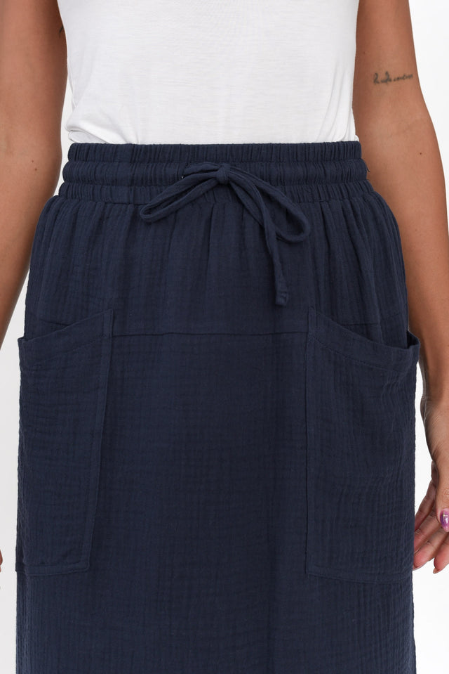 Byron Navy Cotton Skirt
