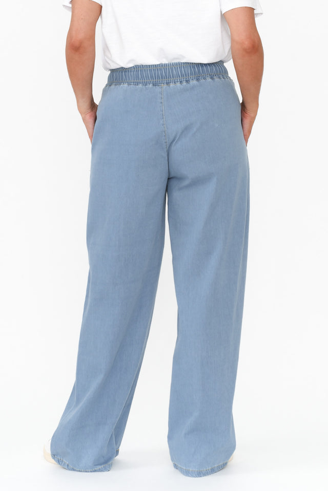 Caden Blue Chambray Cotton Tie Pants
