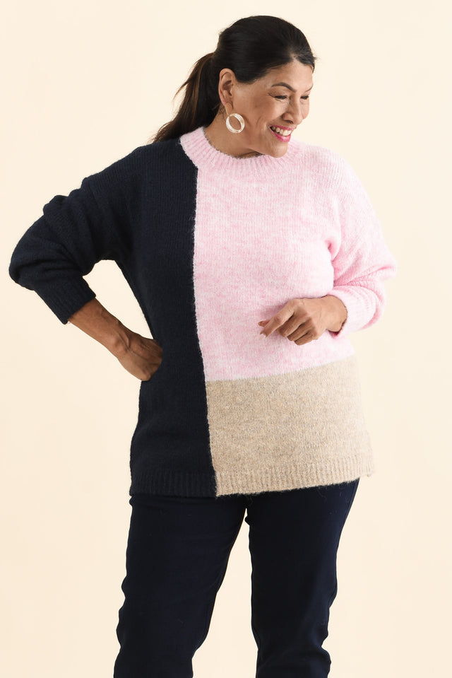 Cadence Pink Splice Knit Jumper,Brunette model,alt text|model:Pilita image 9