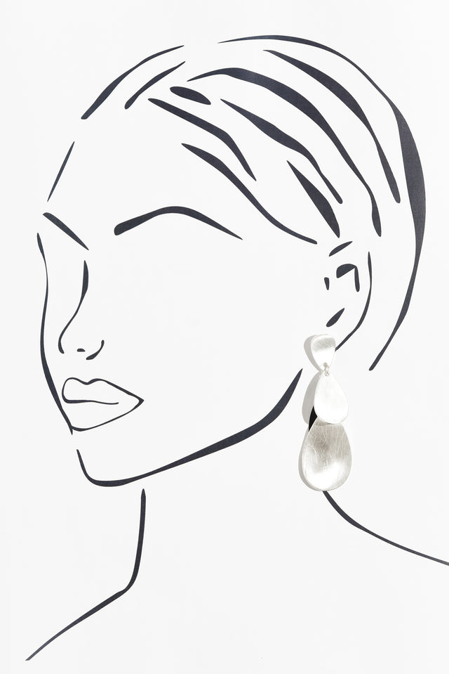 Cailen Silver Layered Drop Earrings image 2