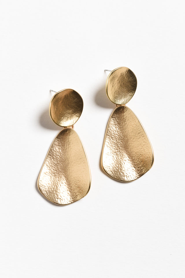 Cain Gold Disk Drop Earrings