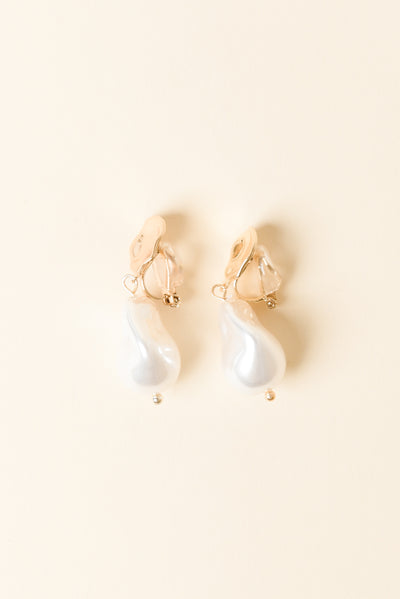 Calais Gold Pearl Clip On Earrings