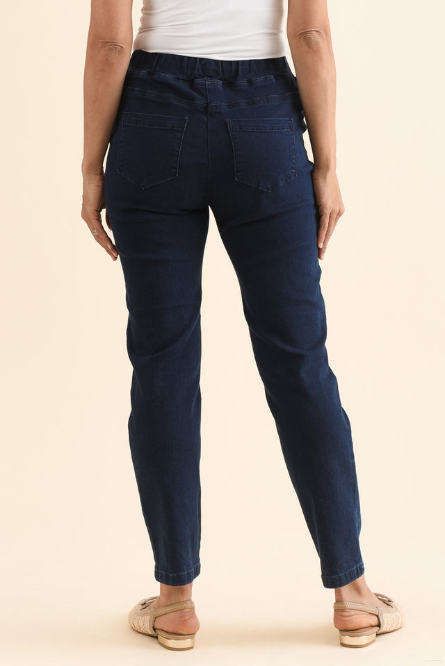 Callie Navy Cotton 7/8 Stretch Pants,Back,Brunette model,alt text|model:Cara image 7