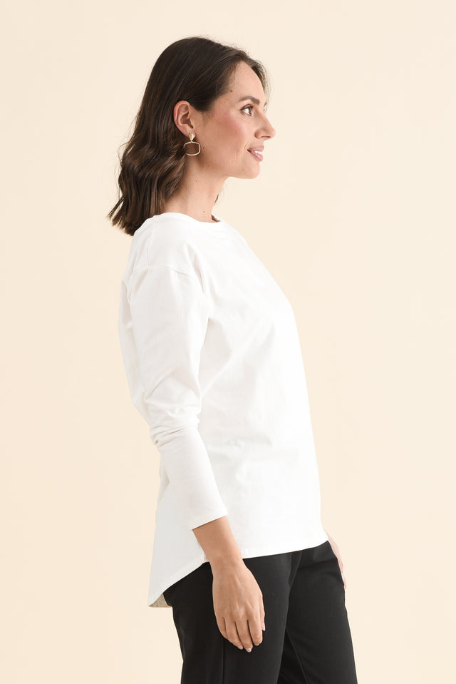 Calvin White Cotton Long Sleeve Tee image 3