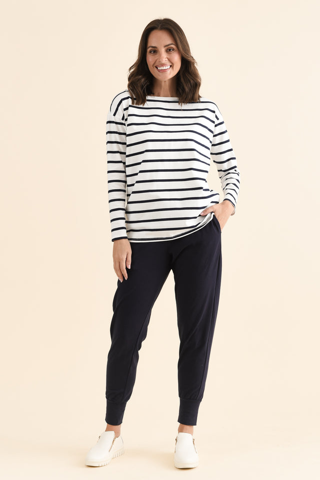 Calvin White Stripe Cotton Long Sleeve Tee banner image