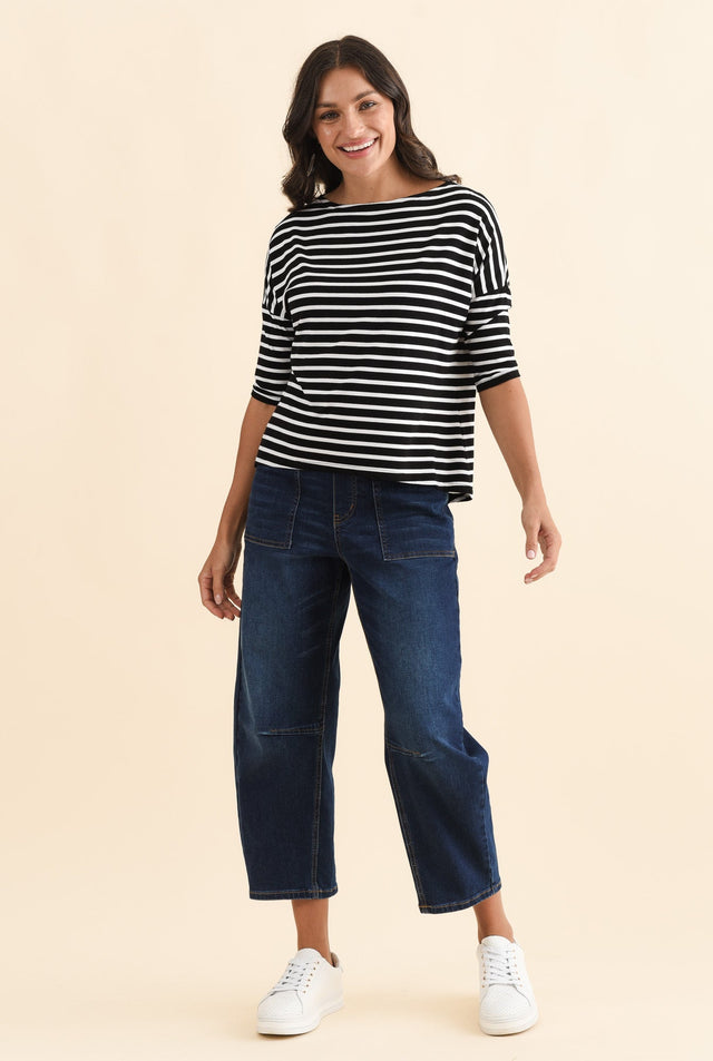 Camila Black Stripe Bamboo Top,Brunette model,alt text|model:Brontie image 5