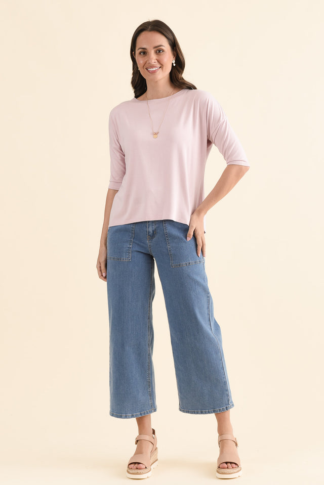 Camila Lavender Bamboo Top,Full Body,Brunette model,alt text|model:Cara image 3