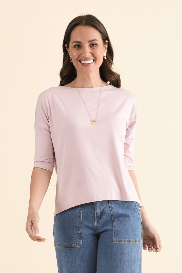 Camila Lavender Bamboo Top,Front,Brunette model,alt text|model:Cara image 1