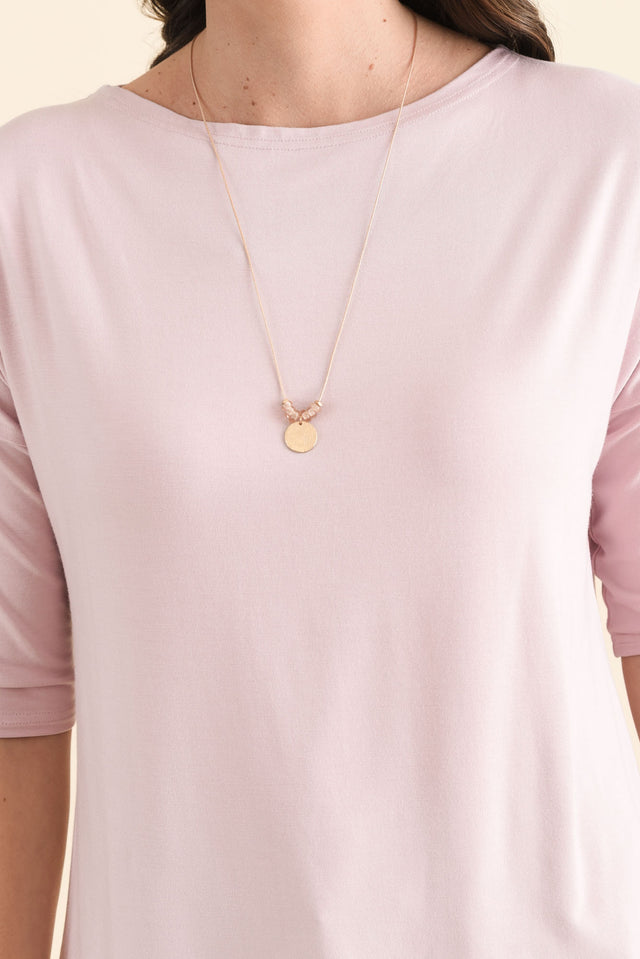 Camila Lavender Bamboo Top,Detail,Brunette model,alt text|model:Cara image 6
