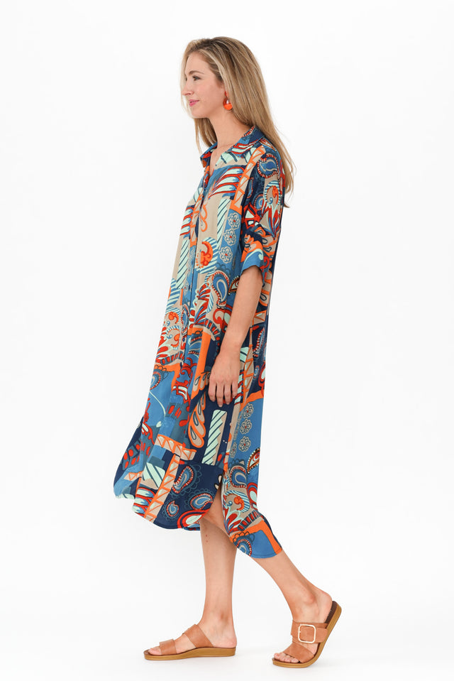 Camps Navy Geo Collared Dress