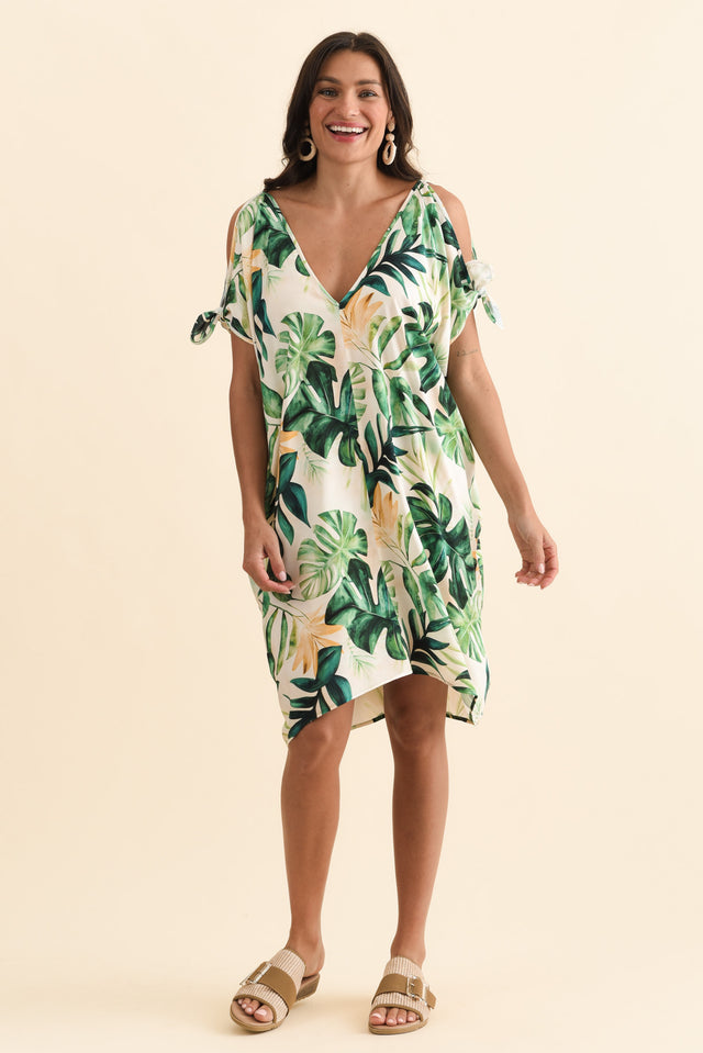 Candice Green Leaf Cold Shoulder Kaftan image 7