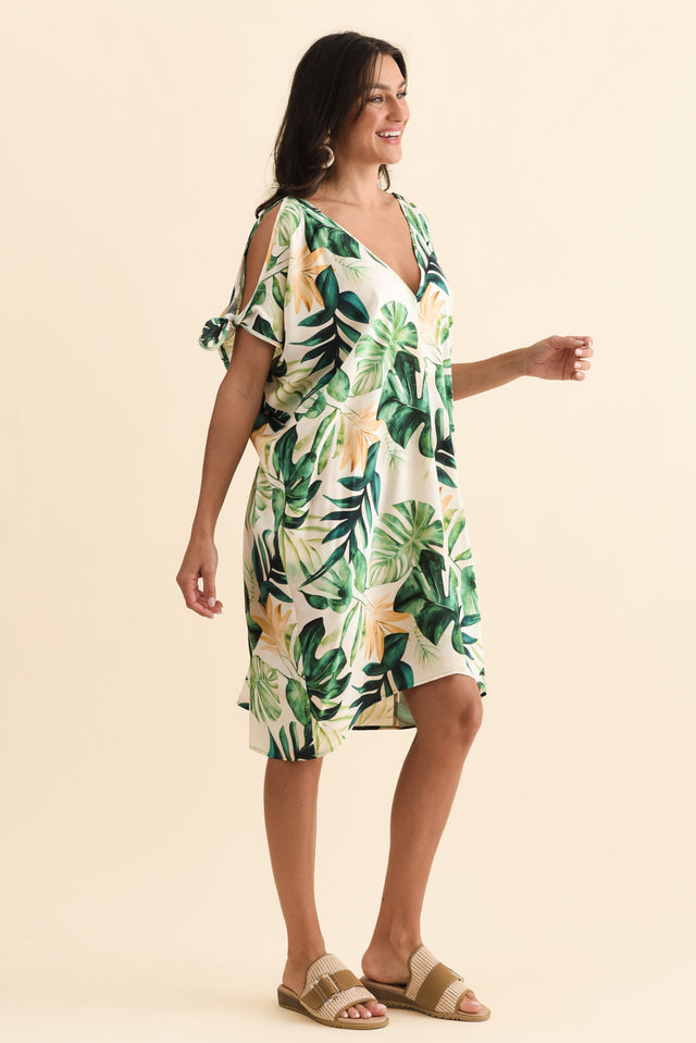 Candice Green Leaf Cold Shoulder Kaftan image 5