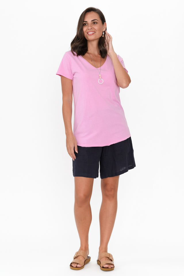 Candy Pink Cotton Fundamental Vee Tee