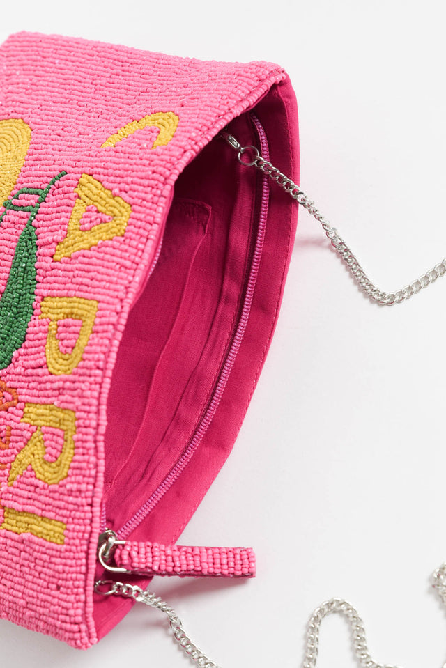 Capri Hot Pink Beaded Clutch