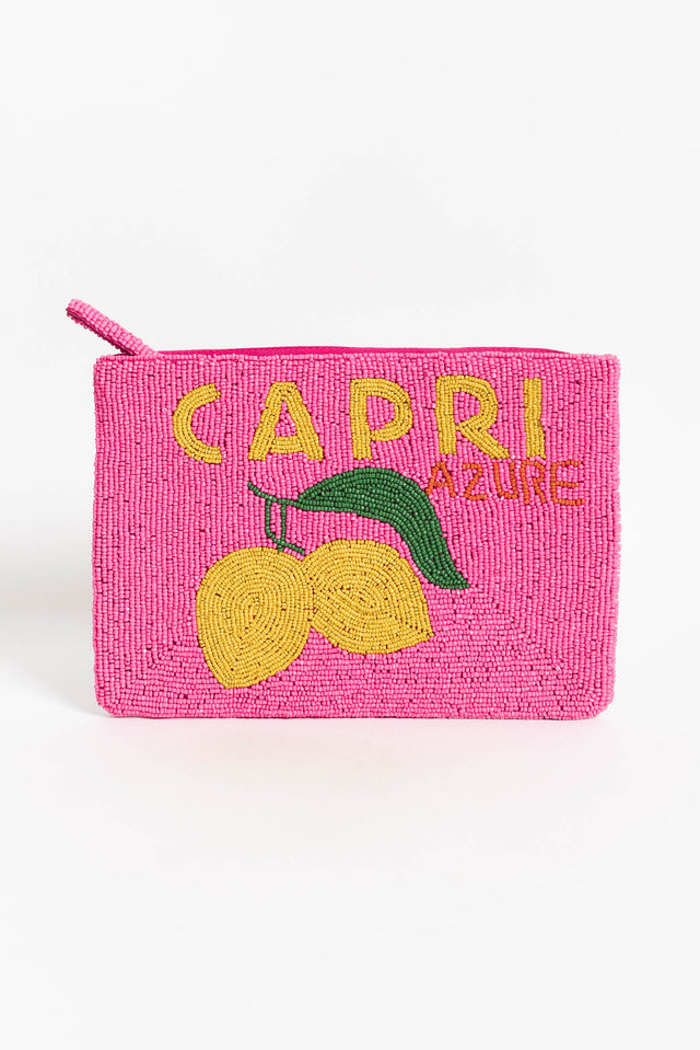 Capri Hot Pink Beaded Clutch