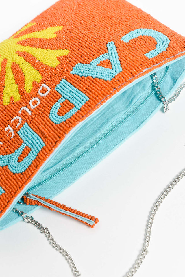 Capri Orange Beaded Clutch