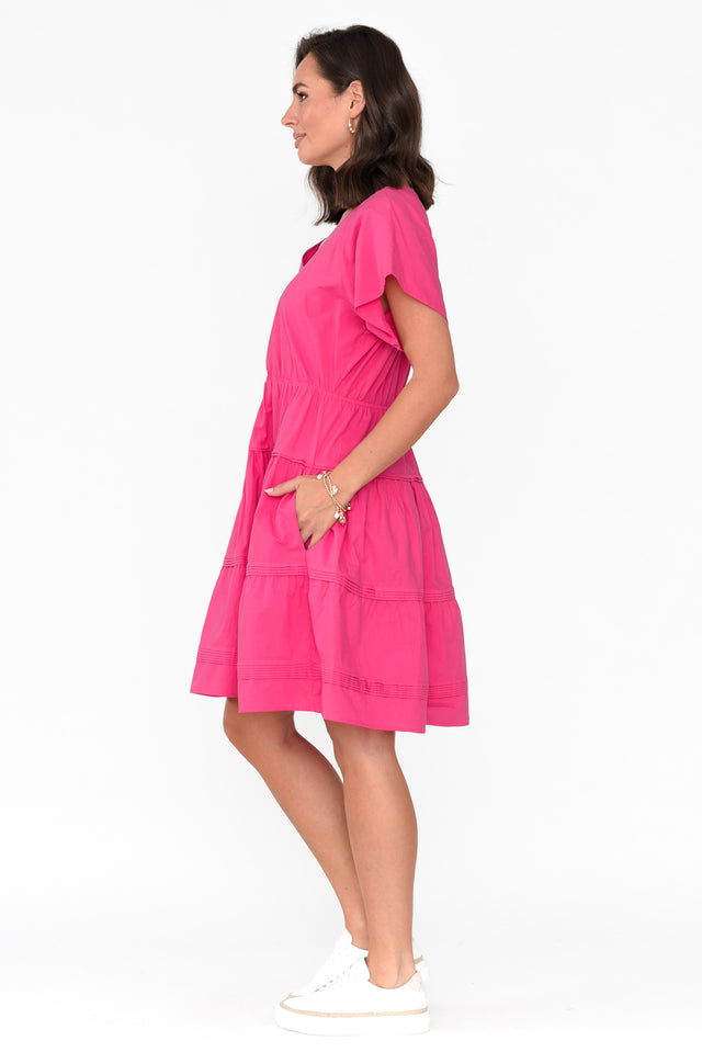 Capulet Hot Pink Cotton Tier Dress image 3
