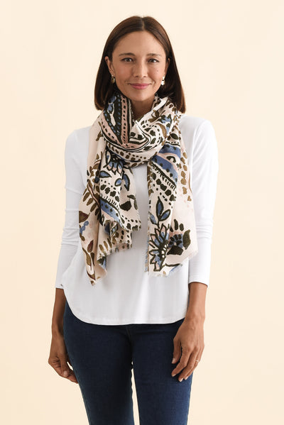 Cardiff Cream Paisley Scarf