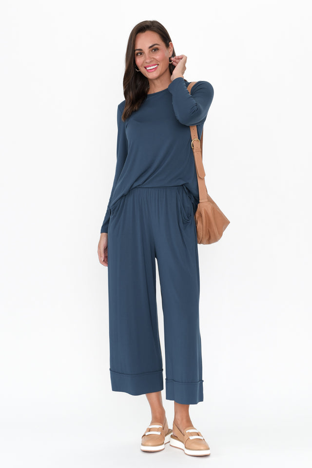 Lena Deep Blue Micro Modal Resort Pants image 4