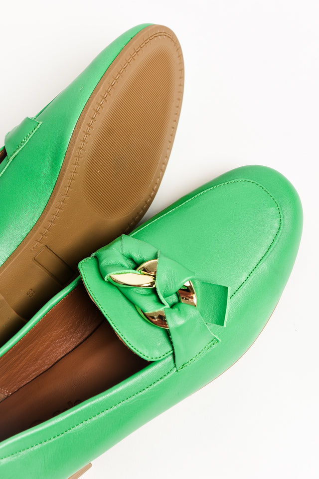 Carlie Green Leather Twist Loafer