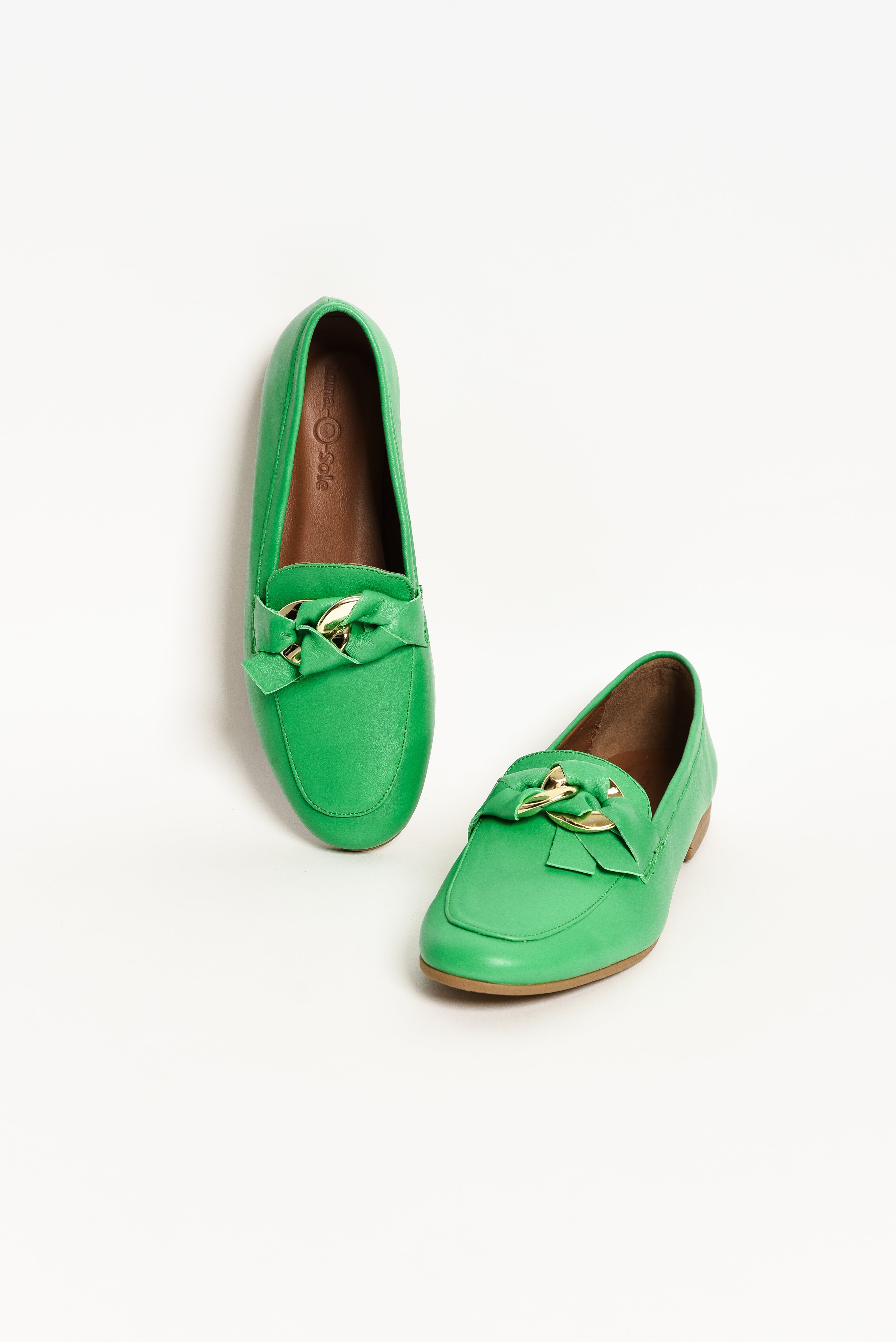Carlie Green Leather Twist Loafer Blue Bungalow AU