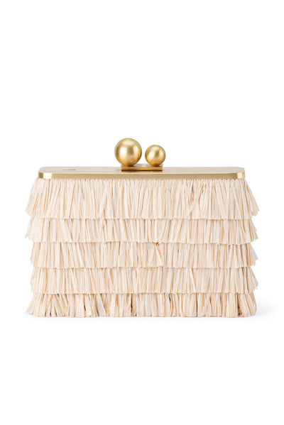 Carlita Nude Fringe Clutch