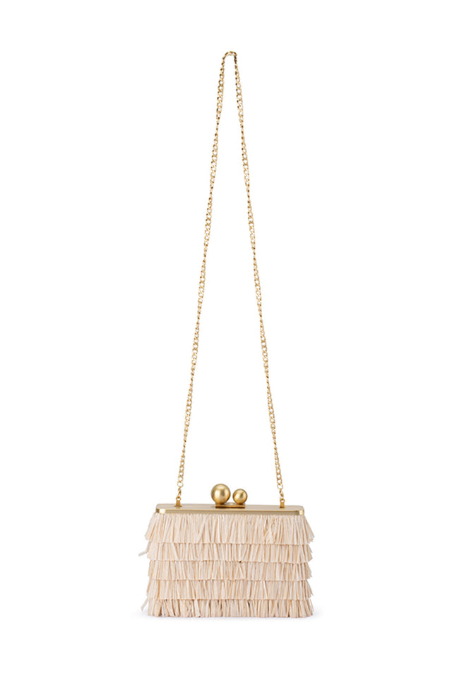 Carlita Nude Fringe Clutch