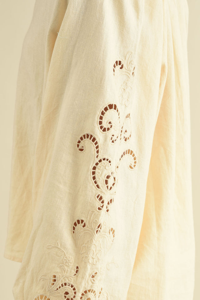 Carlson Yellow Embroidered Blouse,Detail,Brunette model,alt text|model:Cara image 6