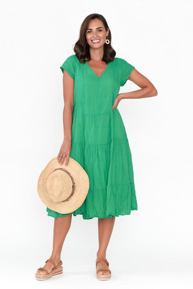 Carmen Green Crinkle Cotton Dress image 2