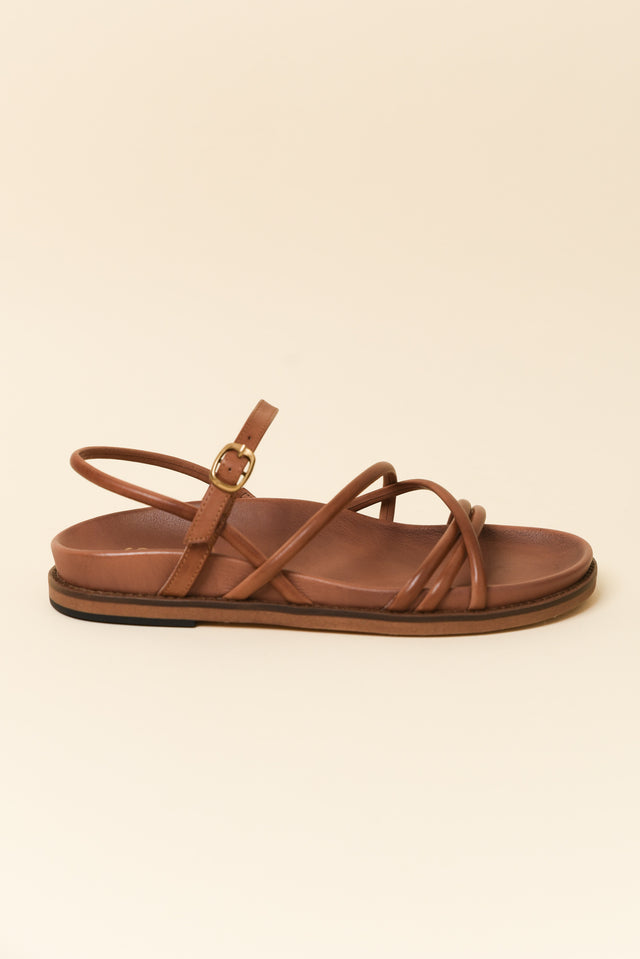 Carmina Brandy Leather Strappy Sandal