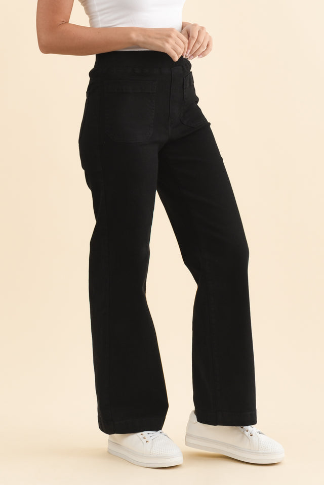 Carpenter Black Stretch Jeans,Brunette model,alt text|model:MJ image 4