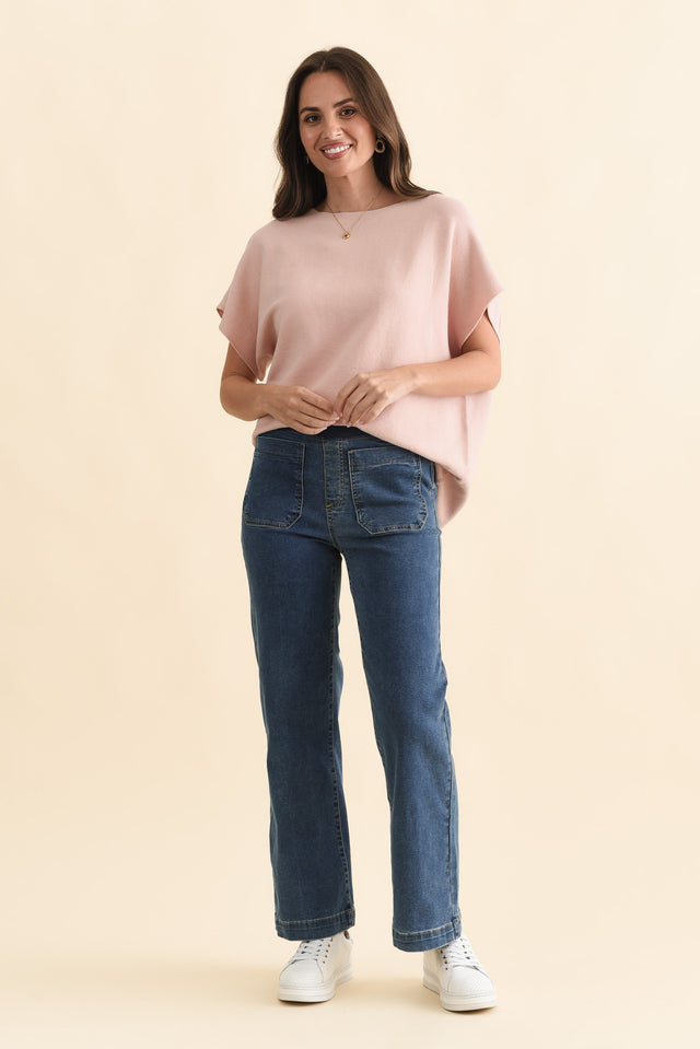 Carpenter Blue Denim Stretch Jeans,Brunette model,alt text|model:MJ image 4