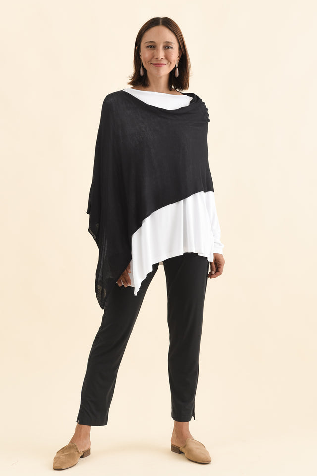 Carrie Black Cashmere Bamboo Poncho image 7