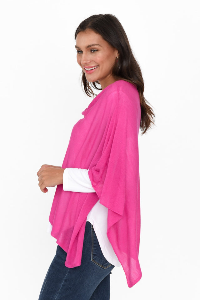 Carrie Magenta Cashmere Bamboo Poncho image 4