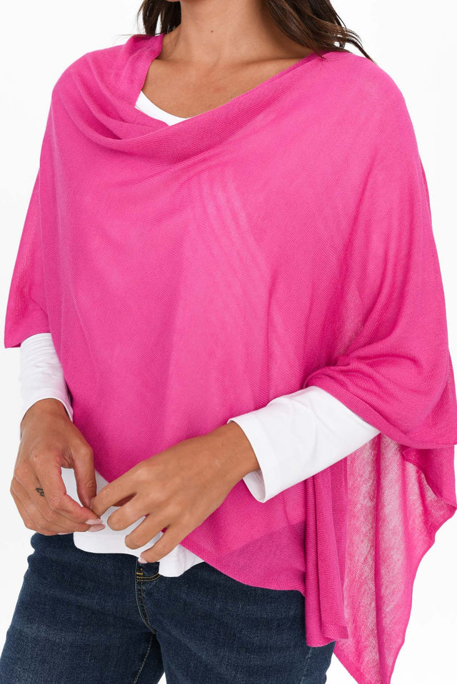 Carrie Magenta Cashmere Bamboo Poncho