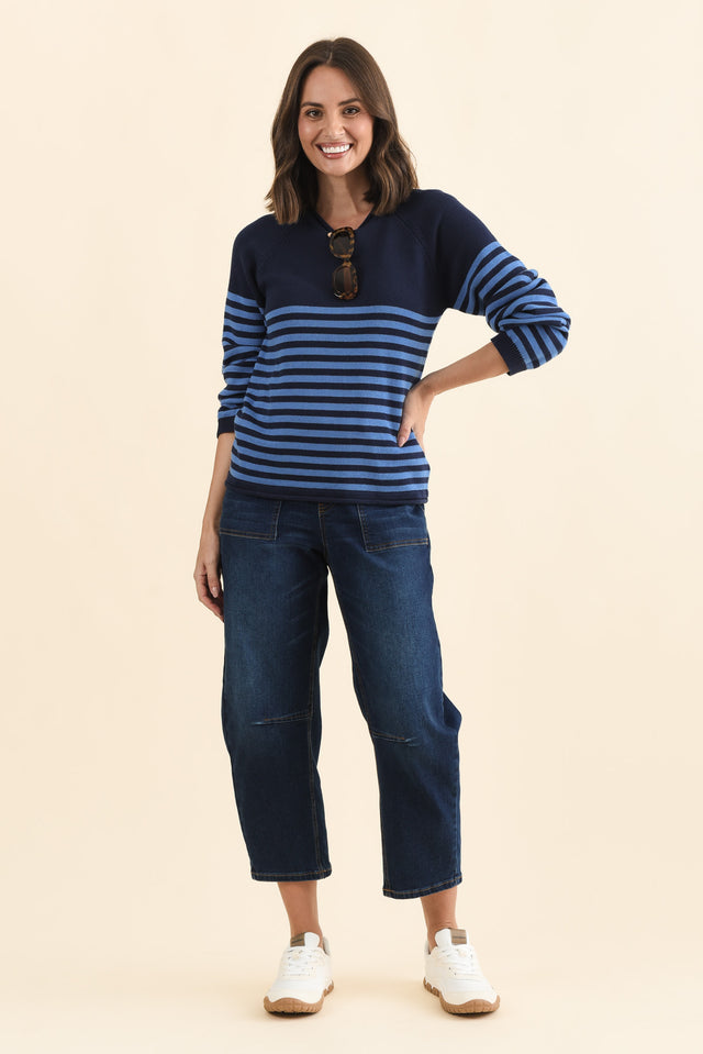 Carrie Navy Stripe Cotton Knit Jumper image 7