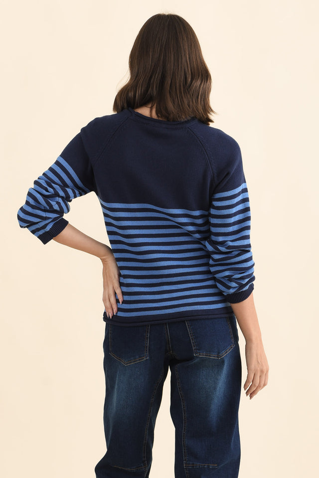 Carrie Navy Stripe Cotton Knit Jumper image 5