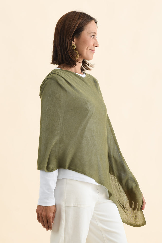 Carrie Olive Cashmere Bamboo Poncho image 4