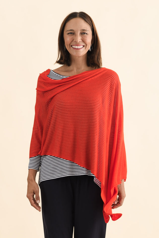 Carrie Red Cashmere Bamboo Poncho
