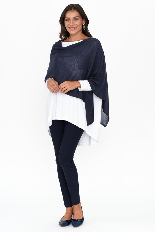 Carrie Navy Cashmere Bamboo Poncho banner image