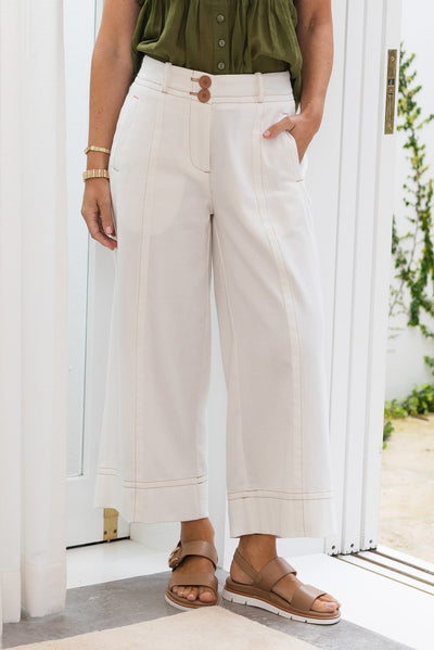Carsen Cream Wide Leg Jeans